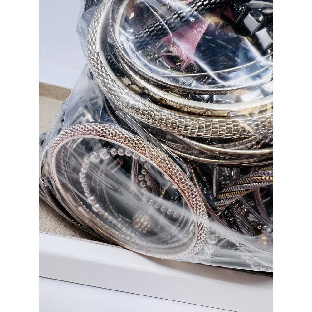 Vintage & Modern Silver Tone Mixed Metal Wearable Bracelet Jewelry Lot 3lbs - Picture 2 of 16